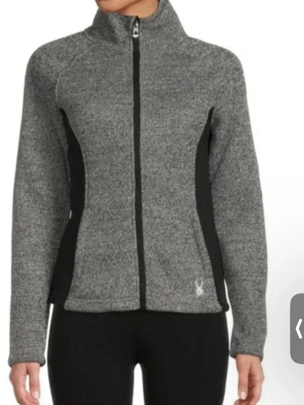 NWT Women’s Spyder Charcoal Heather Knit Zip Up Fleece Sherpa Jacket Medium